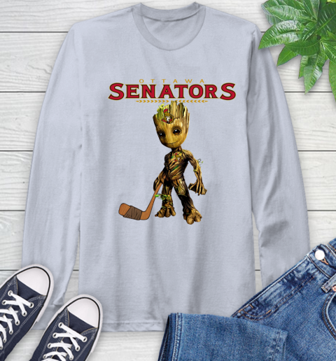 Ottawa Senators NHL Hockey Groot Marvel Guardians Of The Galaxy Long Sleeve T-Shirt 6