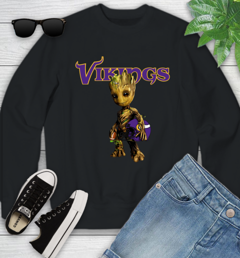 Minnesota Vikings NFL Football Groot Marvel Guardians Of The Galaxy Youth Sweatshirt 2
