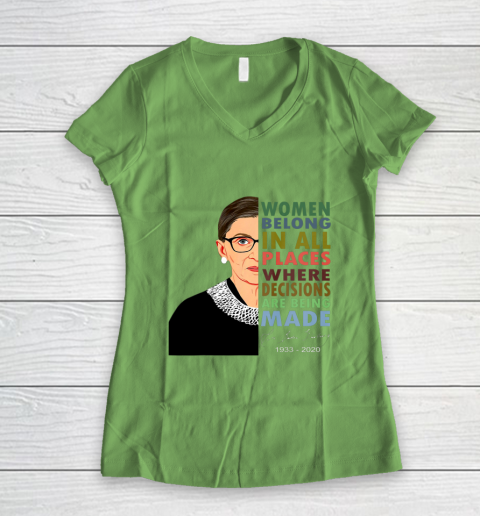 RBG Women Belong In All Places Ruth Bader Ginsburg Women's V-Neck T-Shirt 5