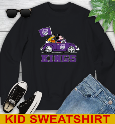 NBA Basketball Sacramento Kings Pluto Mickey Driving Disney Shirt Youth Sweatshirt 2