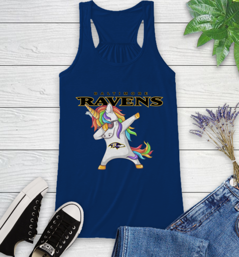 Baltimore Ravens NFL Football Funny Unicorn Dabbing Sports Racerback Tank 9