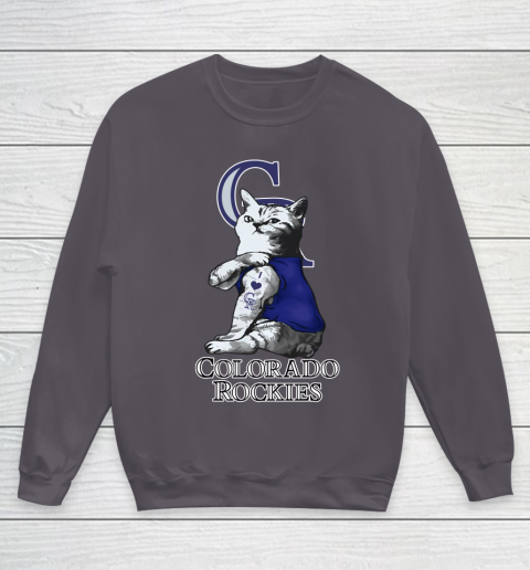 MLB Baseball My Cat Loves Colorado Rockies Youth Sweatshirt 5