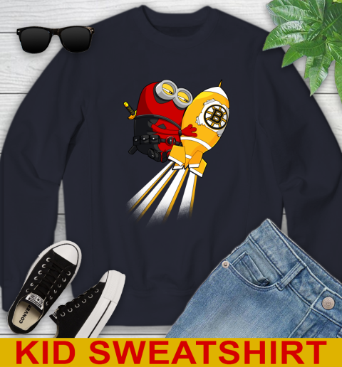 NHL Hockey Boston Bruins Deadpool Minion Marvel Shirt Youth Sweatshirt 2