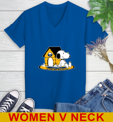 NHL Hockey Buffalo Sabres Snoopy The Peanuts Movie Shirt Women's V-Neck T-Shirt 11