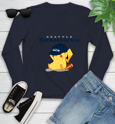 NFL Pikachu Football Seattle Seahawks Youth Long Sleeve 3