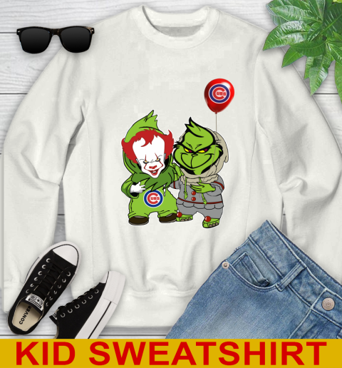 Baby Pennywise Grinch Christmas MLB Baseball Chicago Cubs Youth Sweatshirt