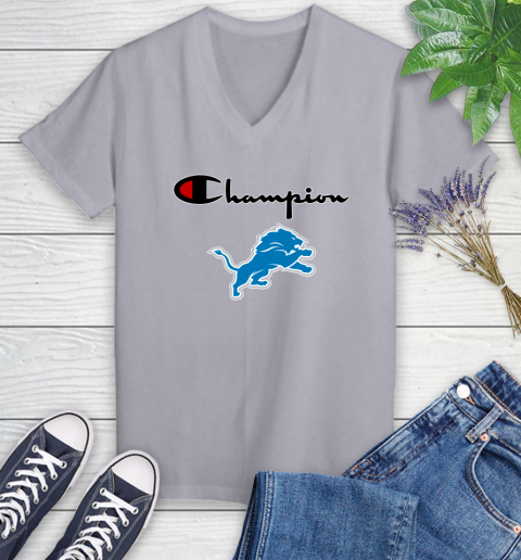 NFL Football Detroit Lions Champion Shirt Women's V-Neck T-Shirt 2