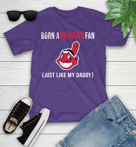MLB Baseball Cleveland Indians Loyal Fan Just Like My Daddy Shirt Youth T-Shirt 3