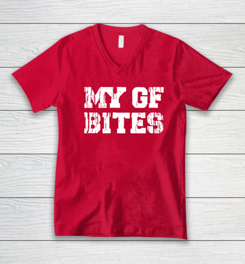 My Gf Bites V-Neck T-Shirt 5