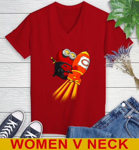 NFL Football Chicago Bears Deadpool Minion Marvel Shirt Women's V-Neck T-Shirt 10
