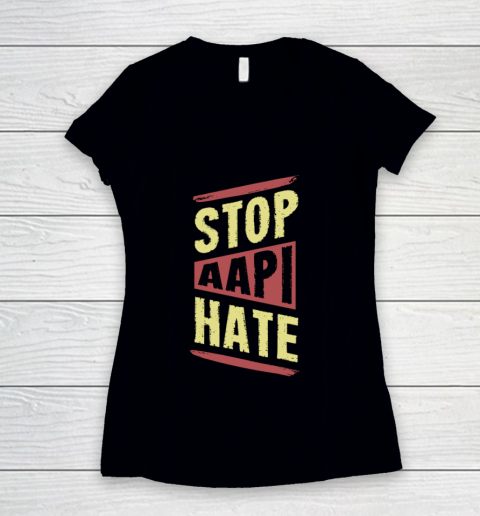 Stop AAPI Hate Cool Asian American Pride Art Style Women's V-Neck T-Shirt