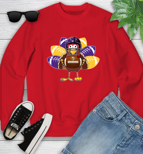 Minnesota Vikings Turkey Thanksgiving Day Youth Sweatshirt 9