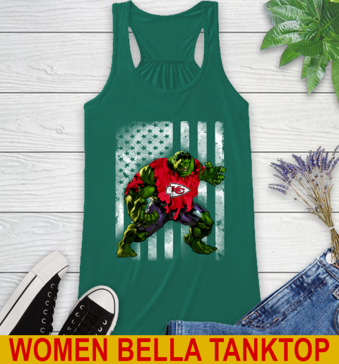 Kansas City Chiefs Hulk Marvel Avengers NFL Football American Flag Racerback Tank 5