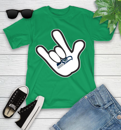 Seattle Seahawks NFL Football Mickey Rock Hand Disney Youth T-Shirt 6