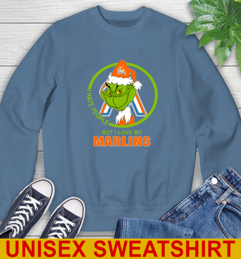 Miami Marlins MLB Christmas Grinch I Hate People But I Love My Favorite Baseball Team Sweatshirt 8