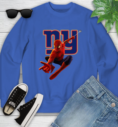 NFL Spider Man Avengers Endgame Football New York Giants Youth Sweatshirt 8