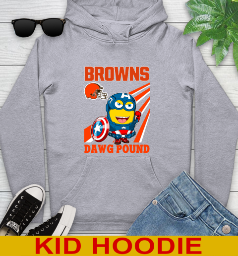 NFL Football Cleveland Browns Captain America Marvel Avengers Minion Shirt Youth Hoodie 6