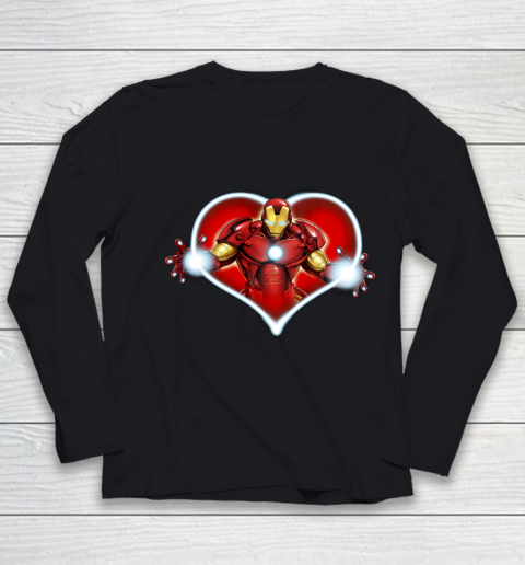 Marvel Iron Man Heart Blaster Glow Valentine Graphic Youth Long Sleeve