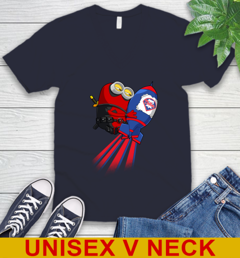 MLB Baseball Philadelphia Phillies Deadpool Minion Marvel Shirt V-Neck T-Shirt 2