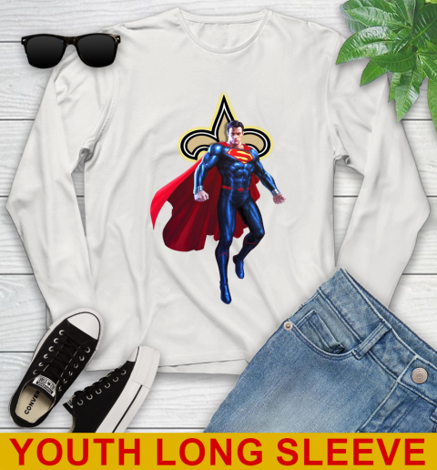 NFL Superman DC Sports Football New Orleans Saints Youth Long Sleeve 12