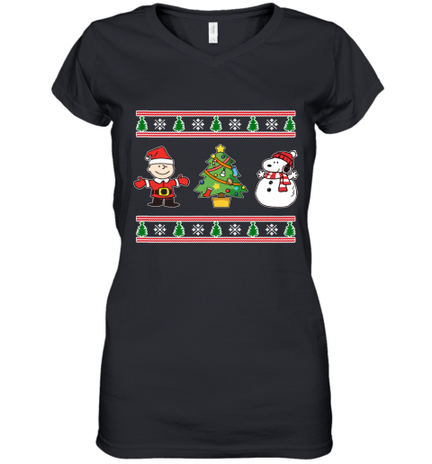 Snoopy And Woodstock Ugly Christmas Women's V-Neck T-Shirt