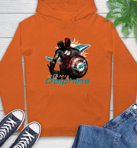 NFL Captain America Thor Spider Man Hawkeye Avengers Endgame Football Miami Dolphins Hoodie 5