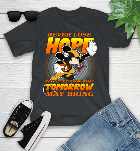 Pittsburgh Steelers NFL Football Mickey Disney Never Lose Hope Youth T-Shirt