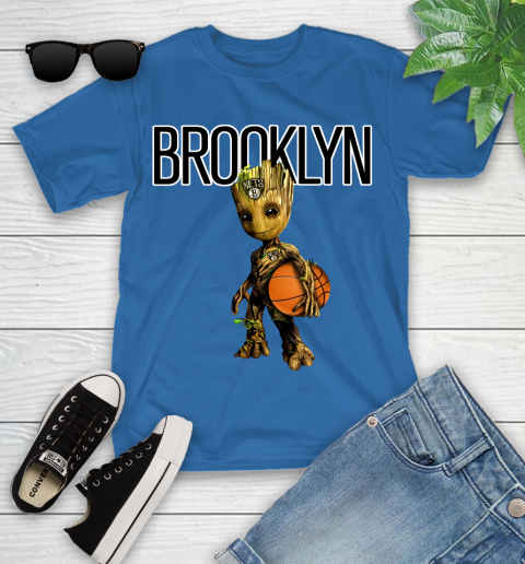 Brooklyn Nets NBA Basketball Groot Marvel Guardians Of The Galaxy Youth T-Shirt 9