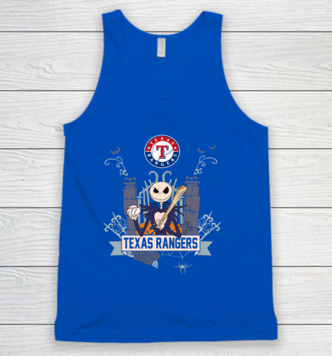 MLB Texas Rangers Baseball Jack Skellington Halloween Tank Top 4