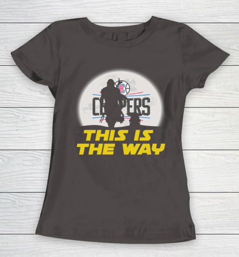 LA Clippers NBA Basketball Star Wars Yoda And Mandalorian This Is The Way Women's T-Shirt 7
