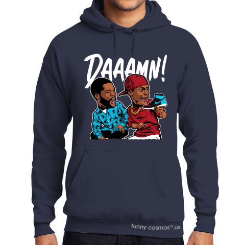 Air Jordan 1 UNC to Chicago Matching Sneaker Shirt Daaamn Meme Black Blue And Red Sneaker Black Tshirt