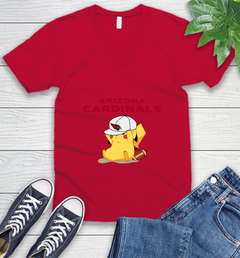 NFL Pikachu Football Sports Arizona Cardinals V-Neck T-Shirt 7