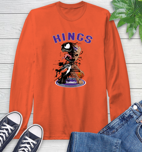 NBA Sacramento Kings Basketball Venom Groot Guardians Of The Galaxy Long Sleeve T-Shirt 5