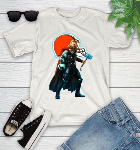 NFL Thor Avengers Endgame Football Cleveland Browns Youth T-Shirt