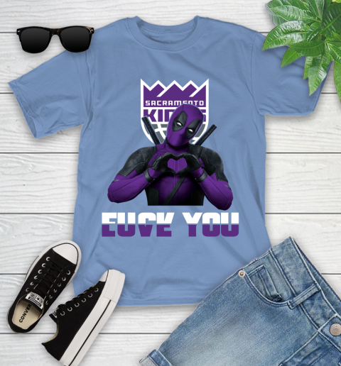 NBA Sacramento Kings Deadpool Love You Fuck You Basketball Sports Youth T-Shirt 15