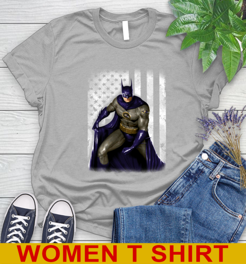 Baltimore Ravens NFL Football Batman DC American Flag Shirt Women's T-Shirt 5