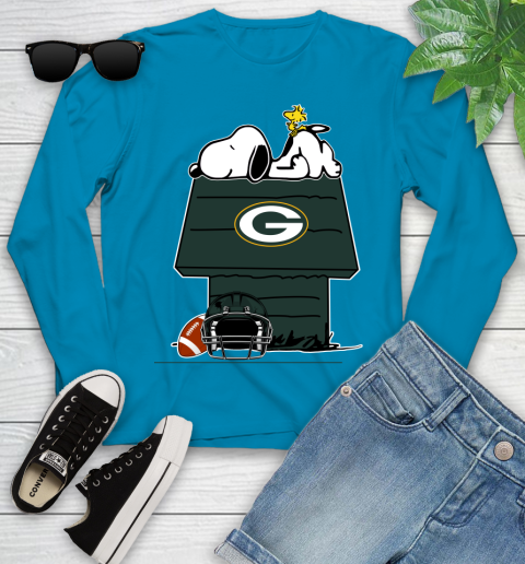 Green Bay Packers NFL Football Snoopy Woodstock The Peanuts Movie Youth Long Sleeve 7