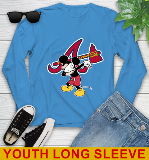 Atlanta Braves MLB Baseball Dabbing Mickey Disney Sports Youth Long Sleeve 8