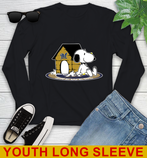 MLB Baseball Milwaukee Brewers Snoopy The Peanuts Movie Shirt Youth Long Sleeve 2