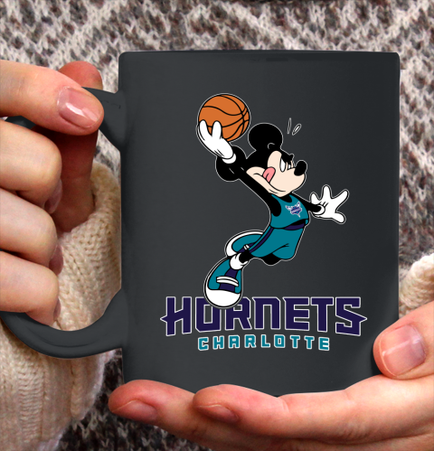 NBA Basketball Charlotte Hornets Cheerful Mickey Mouse Shirt Ceramic Mug 11oz
