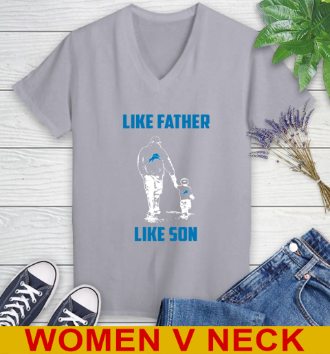Detroit Lions NFL Football Like Father Like Son Sports Women's V-Neck T-Shirt 4