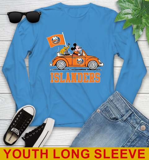 NHL Hockey New York Islanders Pluto Mickey Driving Disney Shirt Youth Long Sleeve 8