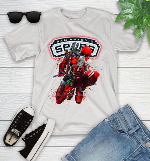 NBA Deadpool Marvel Comics Sports Basketball San Antonio Spurs Youth T-Shirt