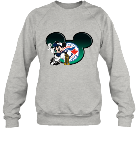 Toronto Blue Jays The Commissioner's Trophy Mickey Mouse llj6 toronto blue jays the commissioneramp 39 s trophy mickey mouse sweatshirt 35 front ash