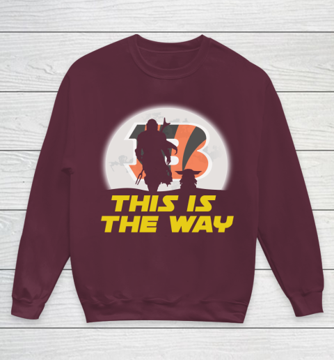 Cincinnati Bengals NFL Football Star Wars Yoda And Mandalorian This Is The Way Youth Sweatshirt 4
