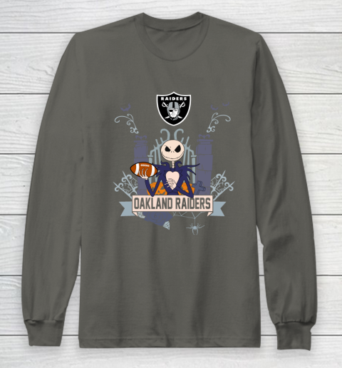 NFL Oakland Raiders Football Jack Skellington Halloween Long Sleeve T-Shirt 5