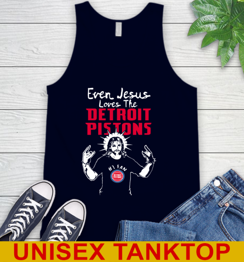 Detroit Pistons NBA Basketball Even Jesus Loves The Pistons Shirt Tank Top 2