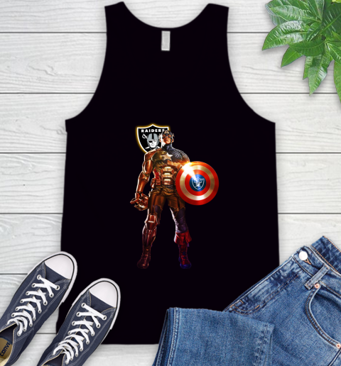 NFL Captain America Marvel Avengers Endgame Football Sports Oakland Raiders Tank Top 2