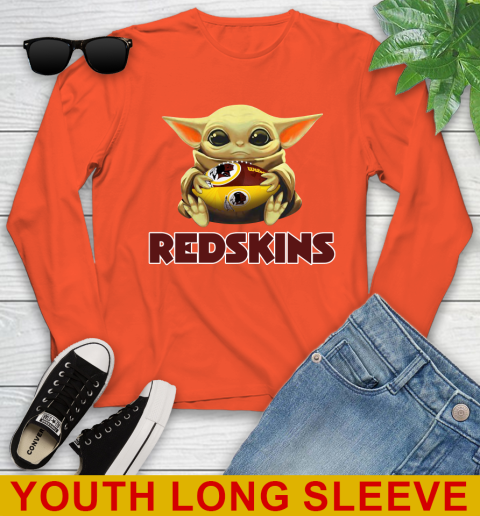NFL Football Washington Redskins Baby Yoda Star Wars Shirt Youth Long Sleeve 4