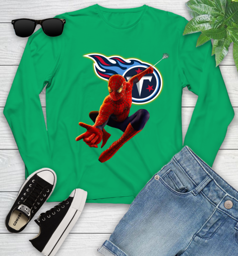 NFL Spider Man Avengers Endgame Football Tennessee Titans Youth Long Sleeve 6